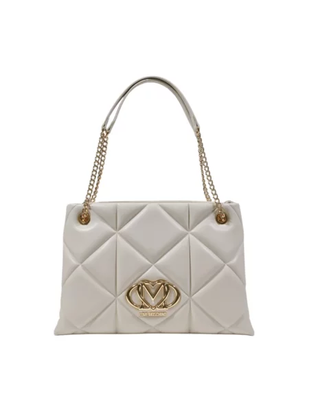 Duża torebka na łańcuszku Love Moschino beżowa