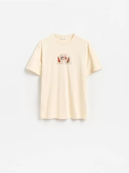 Reserved Tricou regular cu imprimeu bej
