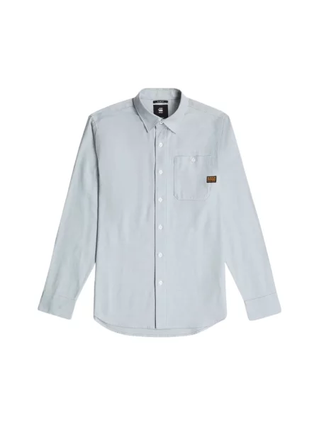 Długa koszula G-star z długim rękawem niebieska