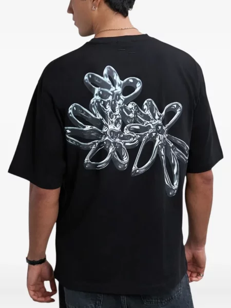 Tricou Filling Pieces cu model floral cu imagine negru