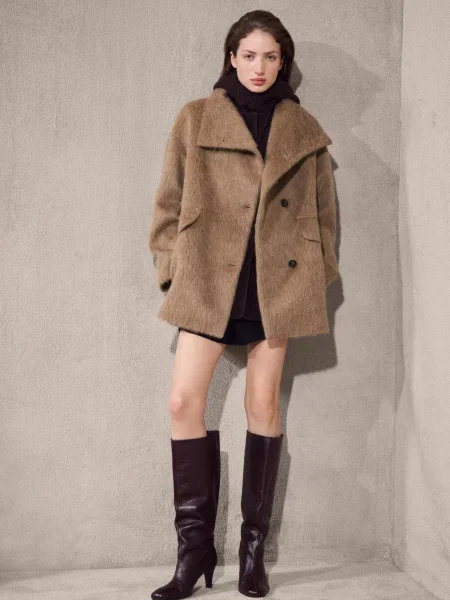 Пальто MANGO акрил/вовна коричневий