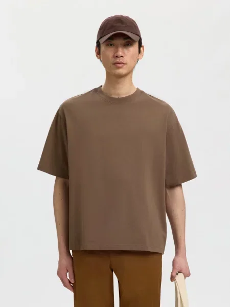 SELECTED Tricou SLHASPEN' maro