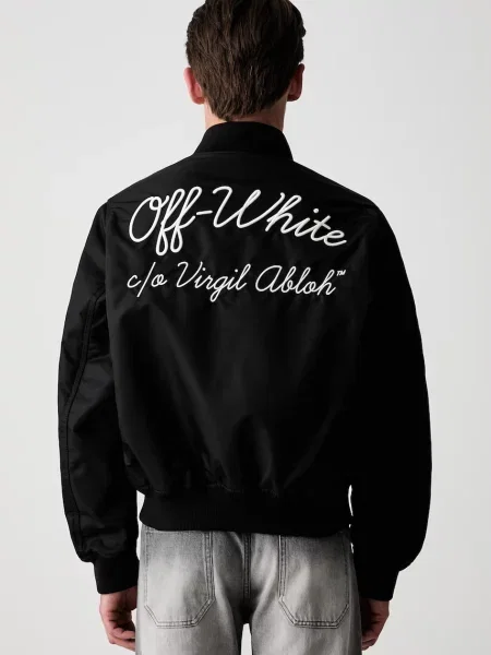 Off-White Script geacă bomber pentru bărbați alb