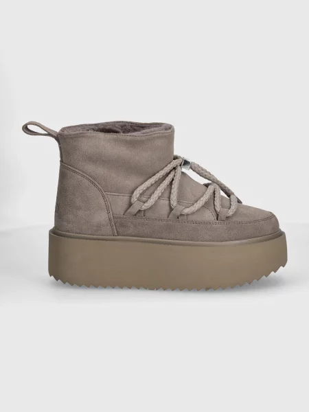 Semišové klasické kozačky Inuikii na platformě šedé