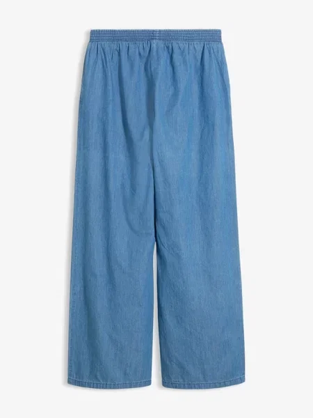 Jeansy wide leg ze średnim stanem z czystej bawełny organicznej niebieskie