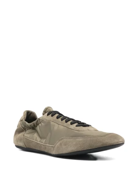 Sneakerși Prada din piele de căprioară verde