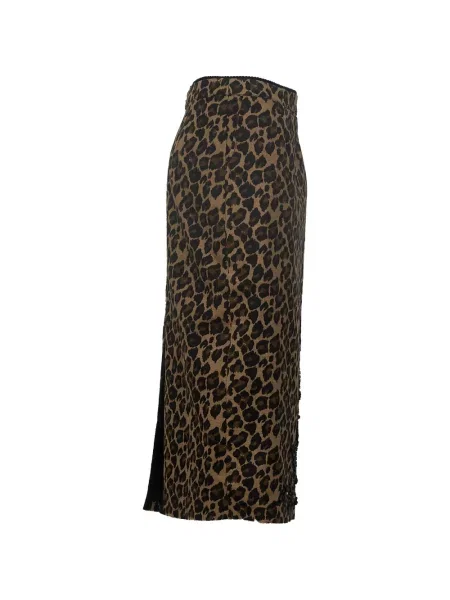 Fustă midi Essentiel Antwerp cu imagine cu model leopard maro