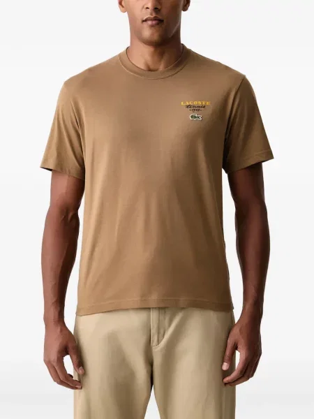 Tricou Lacoste cu broderie maro
