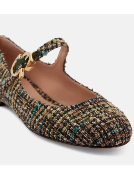 Balerini Gianvito Rossi din tweed albastru