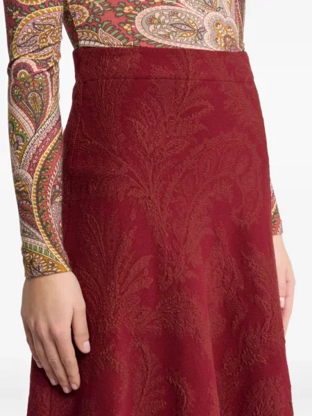 Fustă midi Etro cu model paisley din jacard până la genunchi roșu