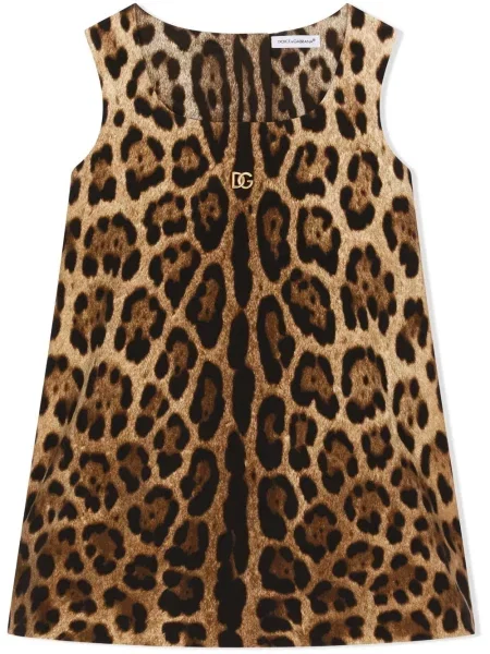 Sukienka midi dziecięca Dolce And Gabbana brązowa