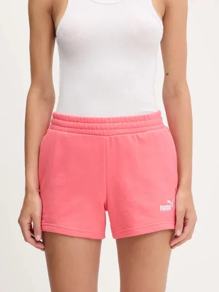 Къс панталон Puma с апликация с висока талия розово