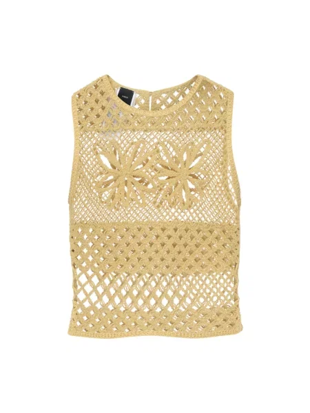 Sweter Pinko z siateczką z siateczki żółty