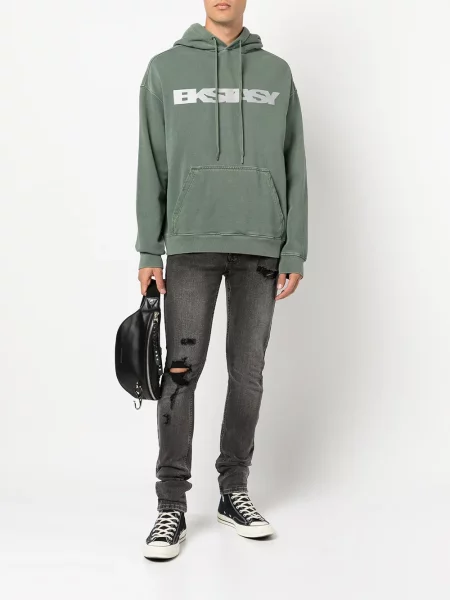 Mršav skinny fit traperice Ksubi s izlizanim efektom crna