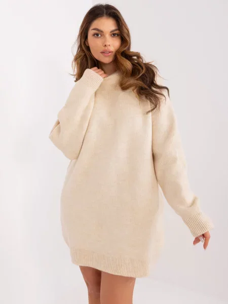 Rochie mini Fashionhunters tricotate de costum bej