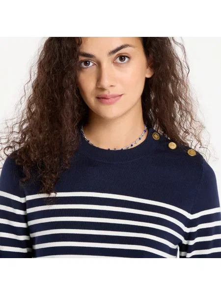 Svetr Tommy Hilfiger Co Jersey Mid Gg Ls Gold Btn Swt Navy/ White L bílý
