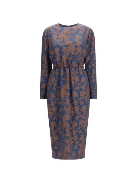Rochie Sara Roka cu model floral din jacard albastru