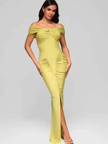 Rochie de seară Edoti de costum verde