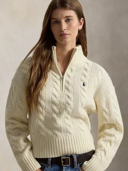 Sweter Polo Ralph Lauren wełniany biały