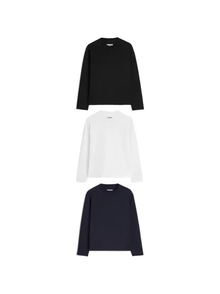 Lung tricou Jil Sander cu broderie negru