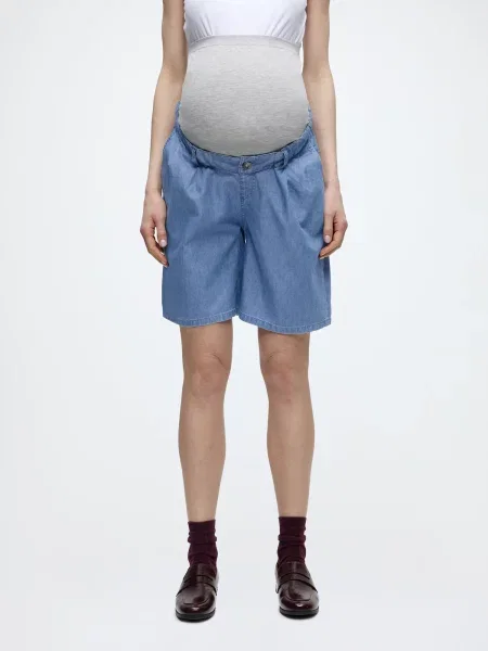 Only Maternity Plisované rifle OLMBEA modrá denim / melírovaná sivá