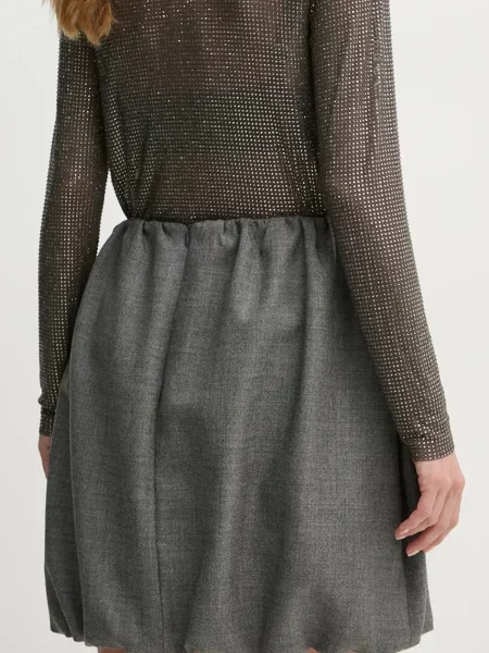 Вовняна спідниця Herskind Evans mini пряма сірий