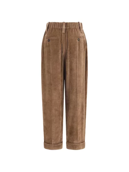 Pantaloni Brunello Cucinelli de catifea cord maro