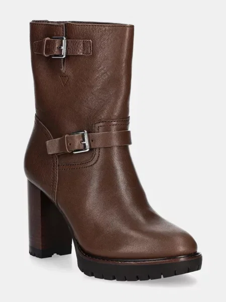 Кожени боти Lauren Ralph Lauren Lyvia с дебел кафяво