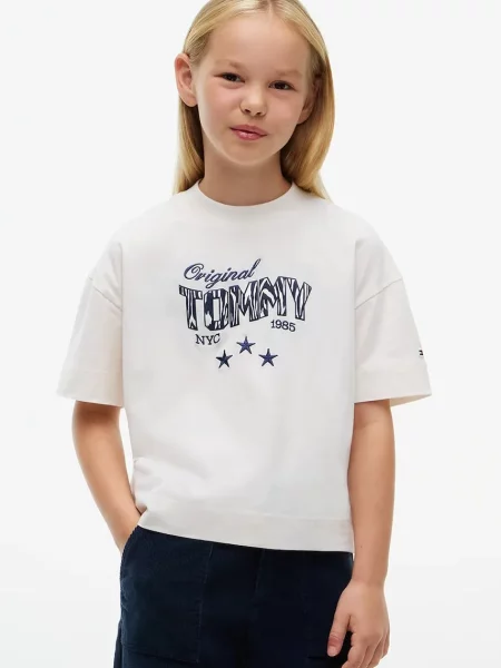 Tommy Hilfiger oversize majica kratkih rukava za djecu od pamuka s elastanom bijela