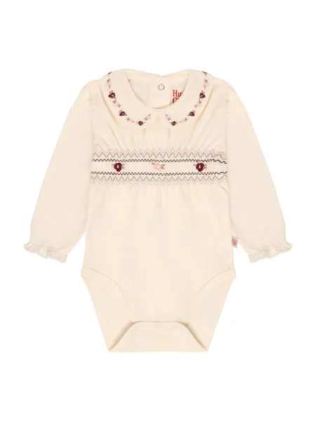Hust & Claire Salopetă/Body Britt Smock brocart / rosé / roșu carmin / lână alb