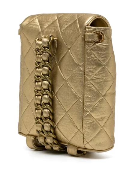 Prošívaný diamant batoh Chanel Pre-owned zlatý