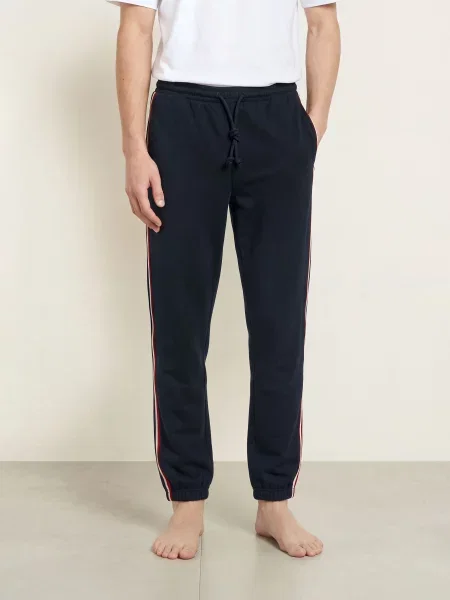 Tommy Hilfiger Pohodlné Domácí Tepláky tmavě modrá / červená bílá