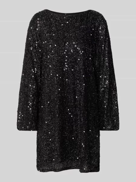 Sukienka wieczorowa o lejącym kroju z cekinowym obszyciem model ‘NAJA’ Vero Moda czarna