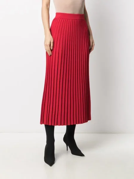 Fusta plisata Balenciaga plisată până la genunchi roșu