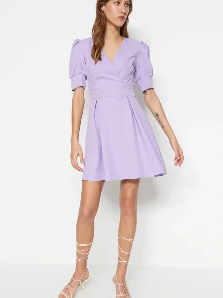 Mini obleka Trendyol a-linija vijolična