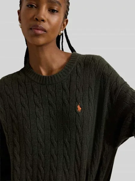 Lejąca sukienka casualowa z mieszanki wełny i kaszmiru Polo Ralph Lauren oliwkowa