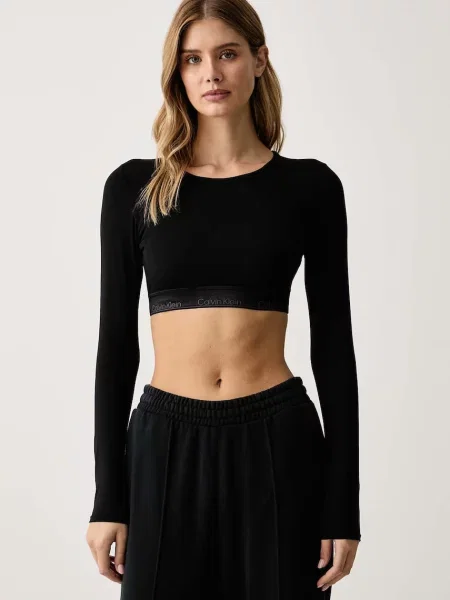 Tricou cu mânecă lungă Calvin Klein Underwear din modal negru