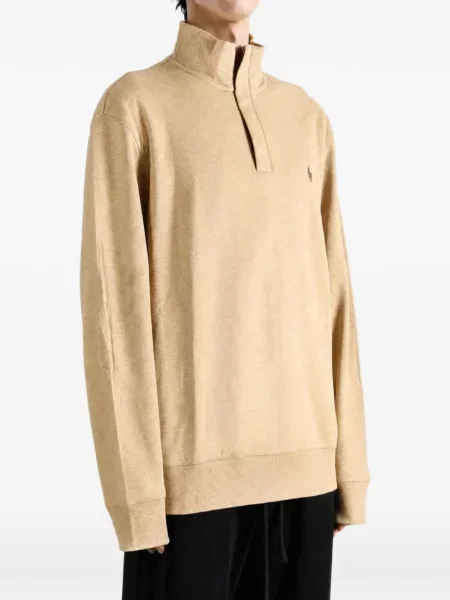 Sweter Polo Ralph Lauren w kratę tweedowy z kołnierzem brązowy