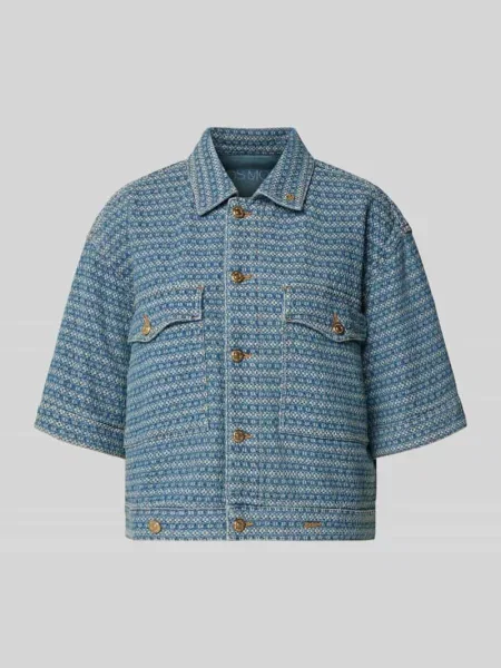 Kurtka o kroju relaxed fit z tkaniny stylizowanej na denim z na piersiach model Ebba' Mos Mosh niebieska