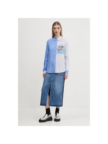 Spódnica midi Desigual niebieska