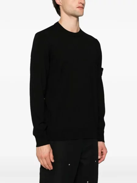 Вълнен пуловер Stone Island камъни черно