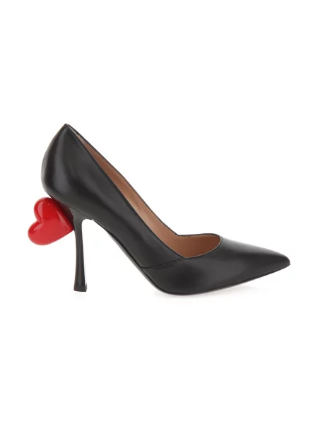 Czółenka Moschino skórzana w serca czarna