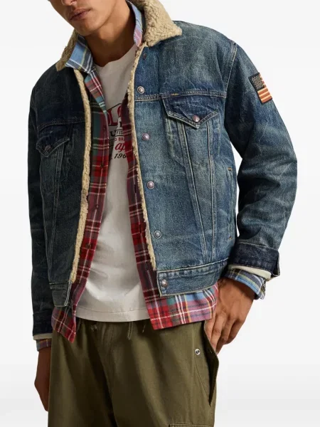Fleecová džínová bunda Polo Ralph Lauren modrá