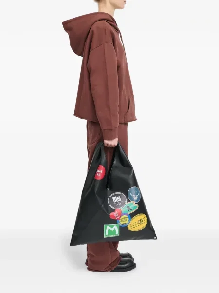 Шопинг чанта Mm6 Maison Margiela с принт черно