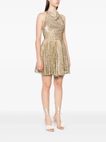 Rochie mini Self-portrait plisată cu gât halter de costum alb