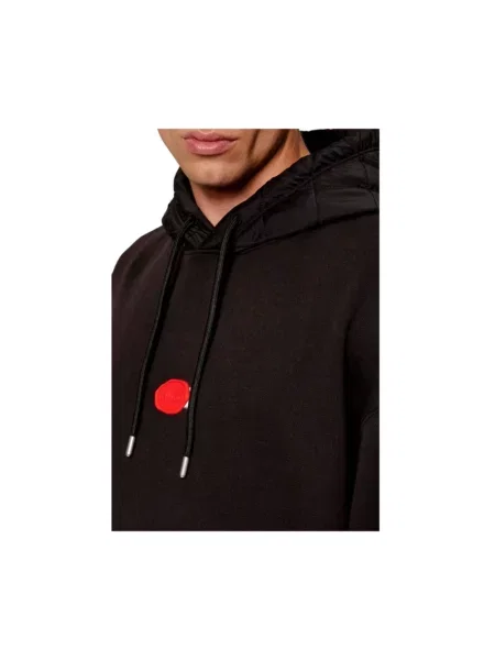 Bluza z kapturem o kroju oversized z mieszanki bawełny model ‘DILVANO’ Hugo czarna
