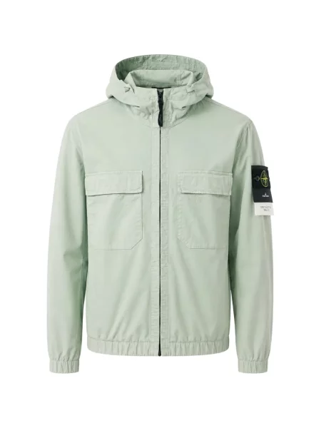 Geacă Stone Island cu glugă cu strasuri verde