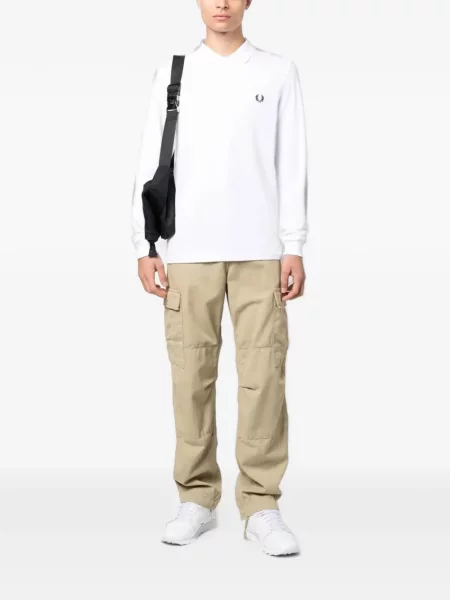 Tricou polo Fred Perry cu broderie alb