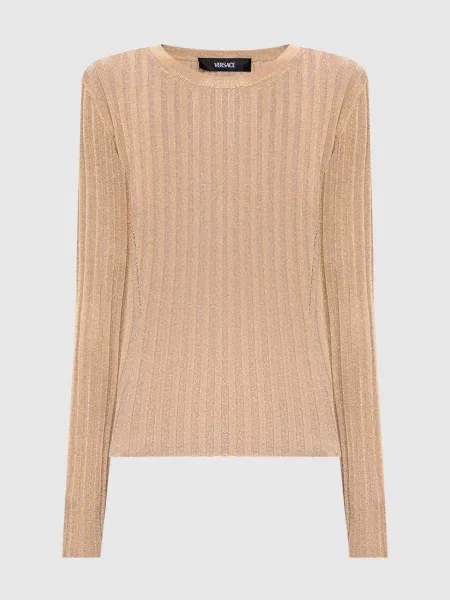 Джемпер в рубчик з люрексом Versace бежевий