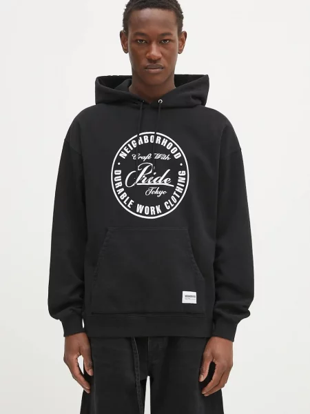 NEIGHBORHOOD hanorac de Classic Sweat Hoodie Ls cu glugă cu imprimeu negru